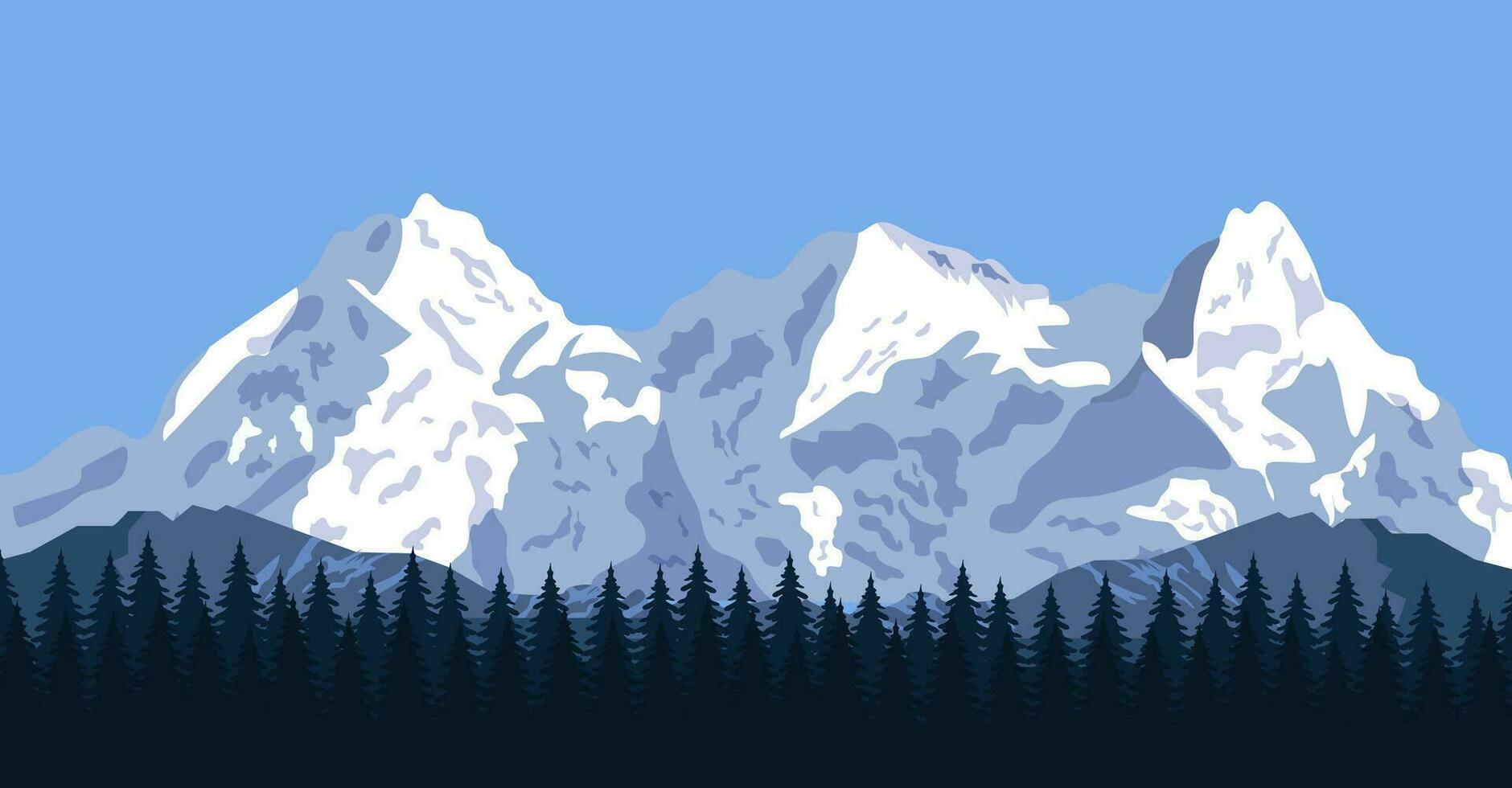 Mountain landscape with forest and rocks vector