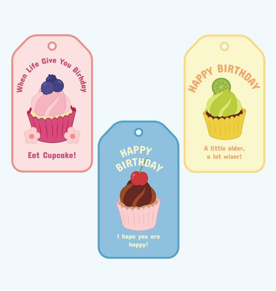 Cute Cupcake designs decoration fruit vector