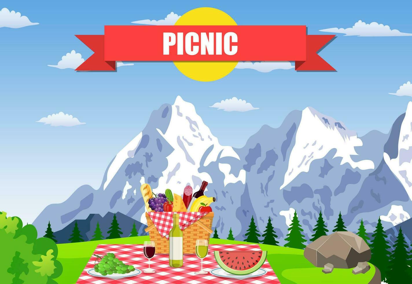 Picnic in the Mountains vector