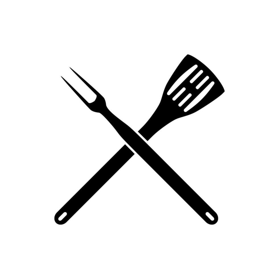 BBQ barbeque tools crossed vector