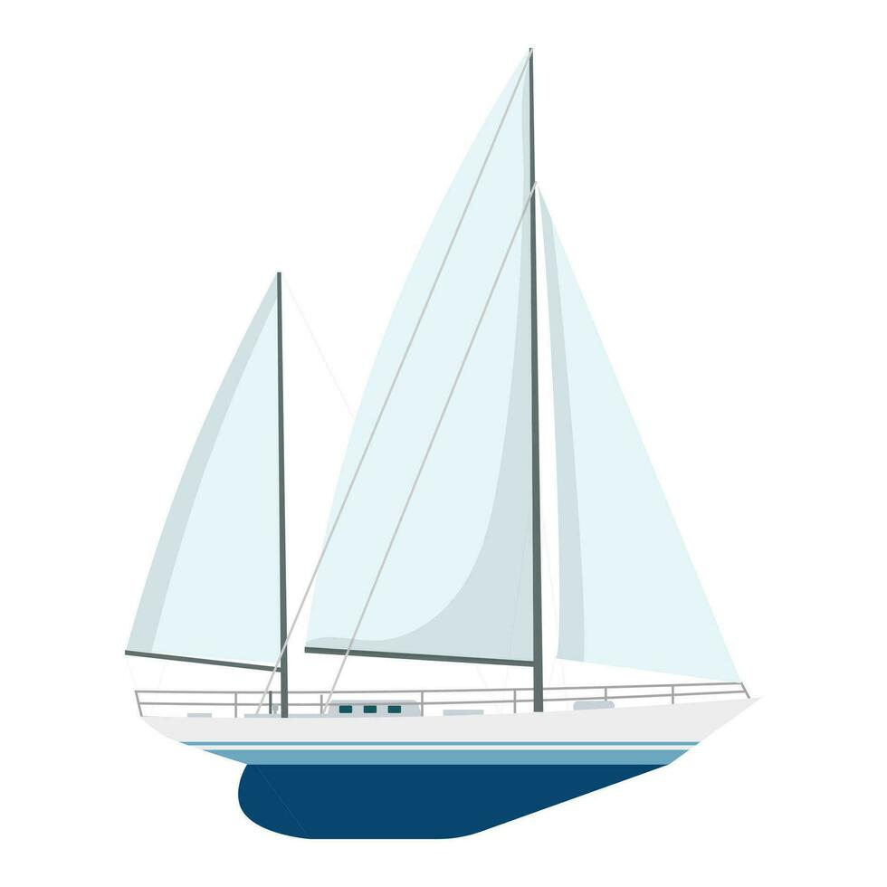 Yacht sailboat or sailing ship, vector