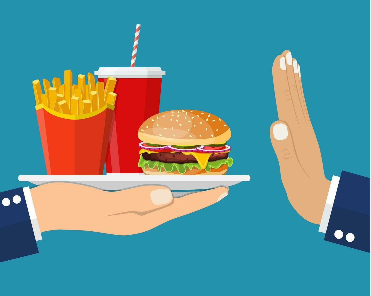 Stop fast food junk snacks concept vector