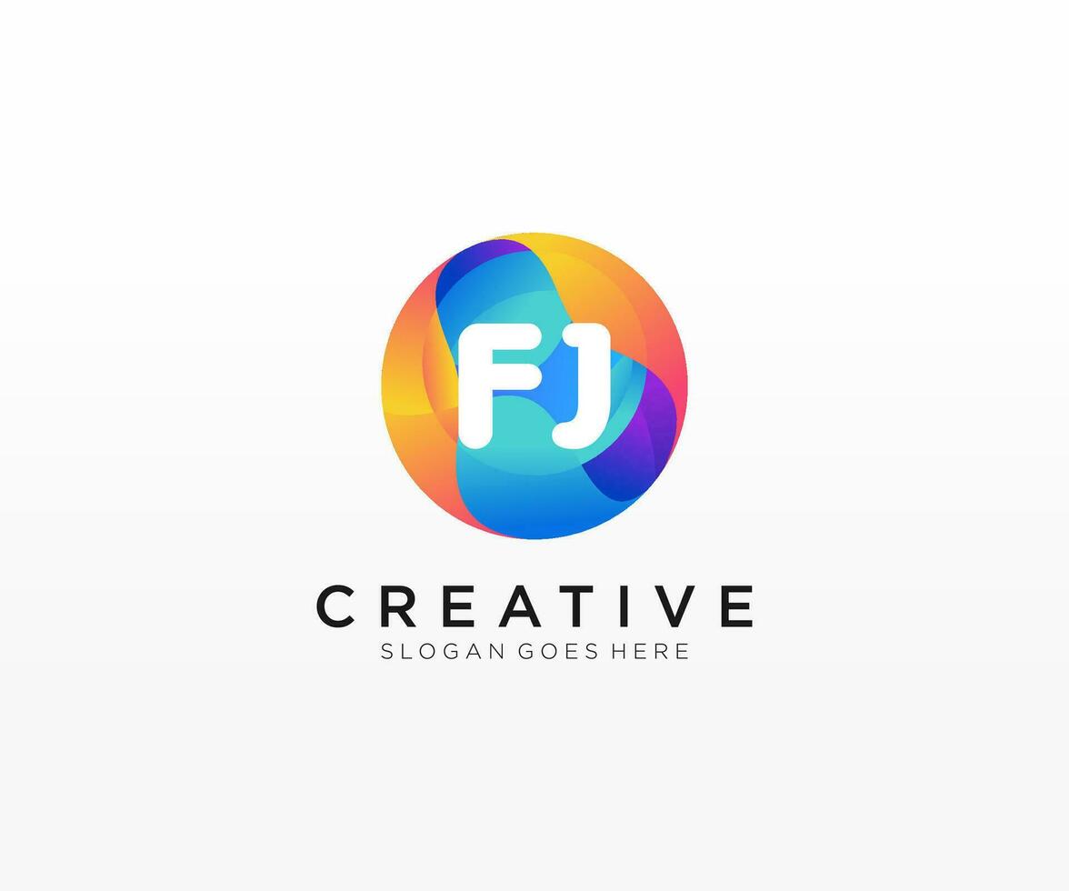 FJ initial logo With Colorful Circle template vector. vector