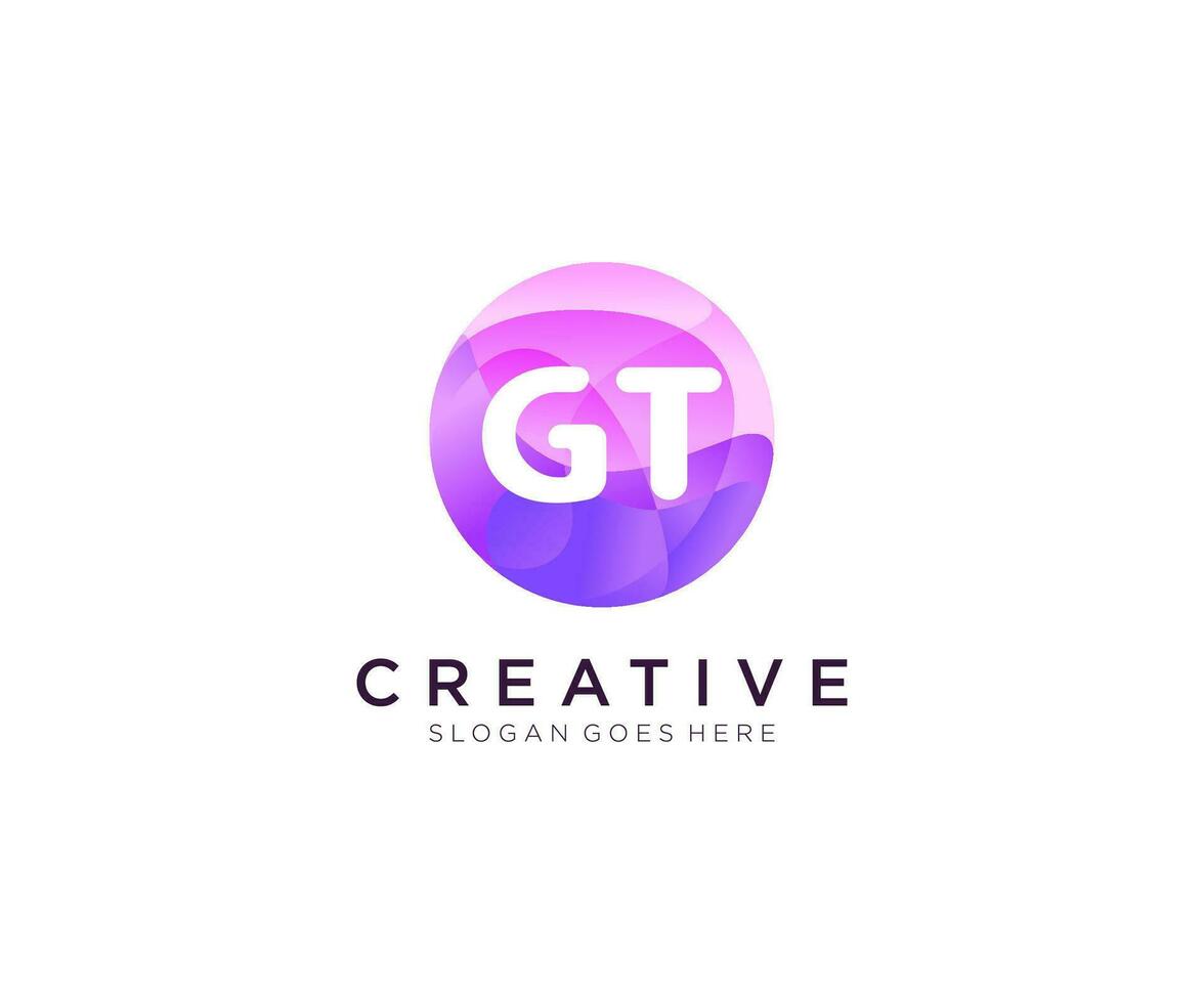 GT initial logo With Colorful Circle template vector. vector