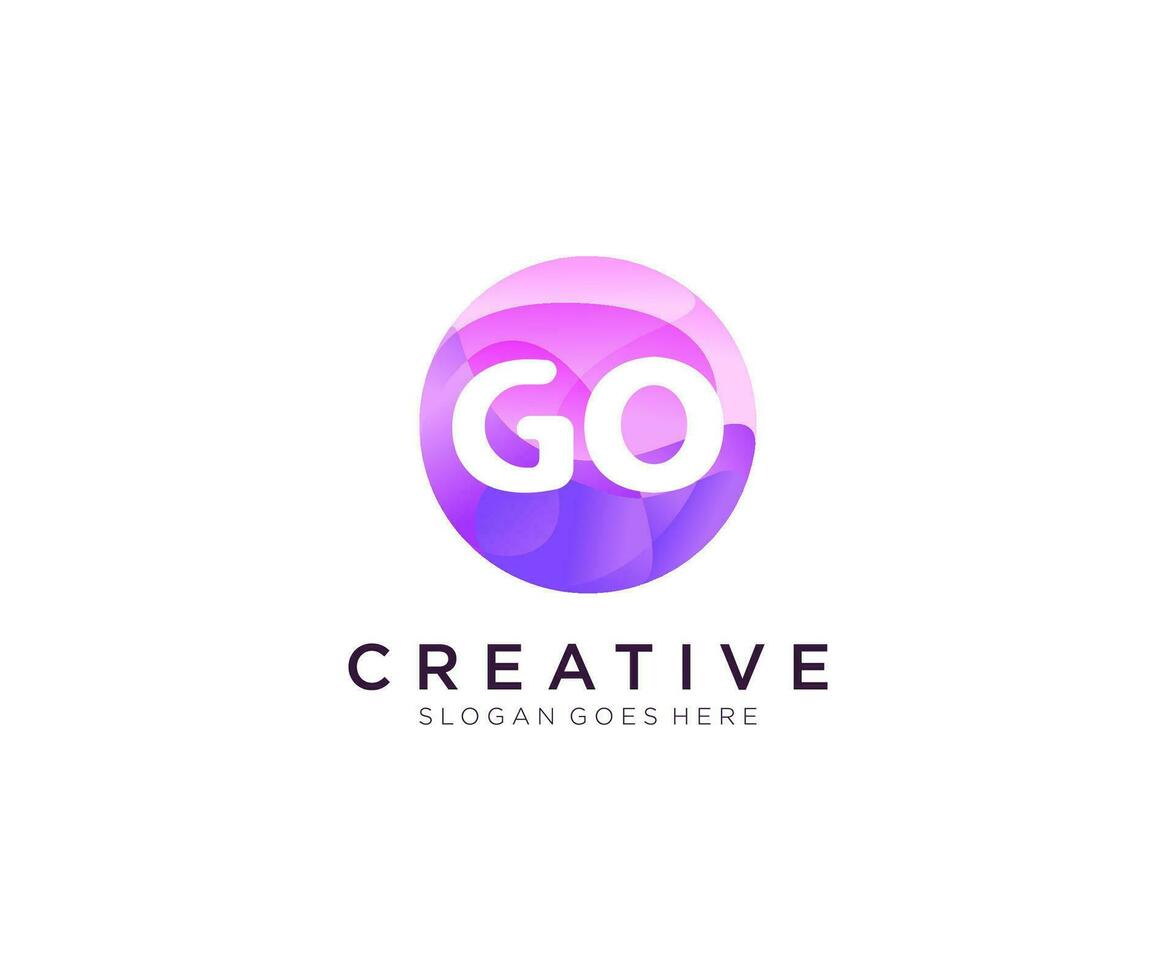 GO initial logo With Colorful Circle template vector. vector
