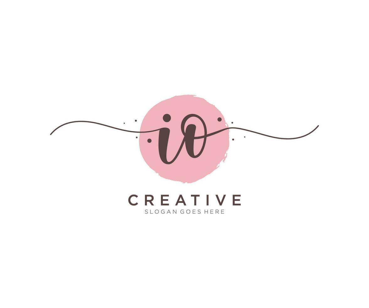 monograma de belleza del logotipo femenino inicial io y diseño de logotipo elegante, logotipo de escritura a mano de la firma inicial, boda, moda, floral y botánica con plantilla creativa. vector