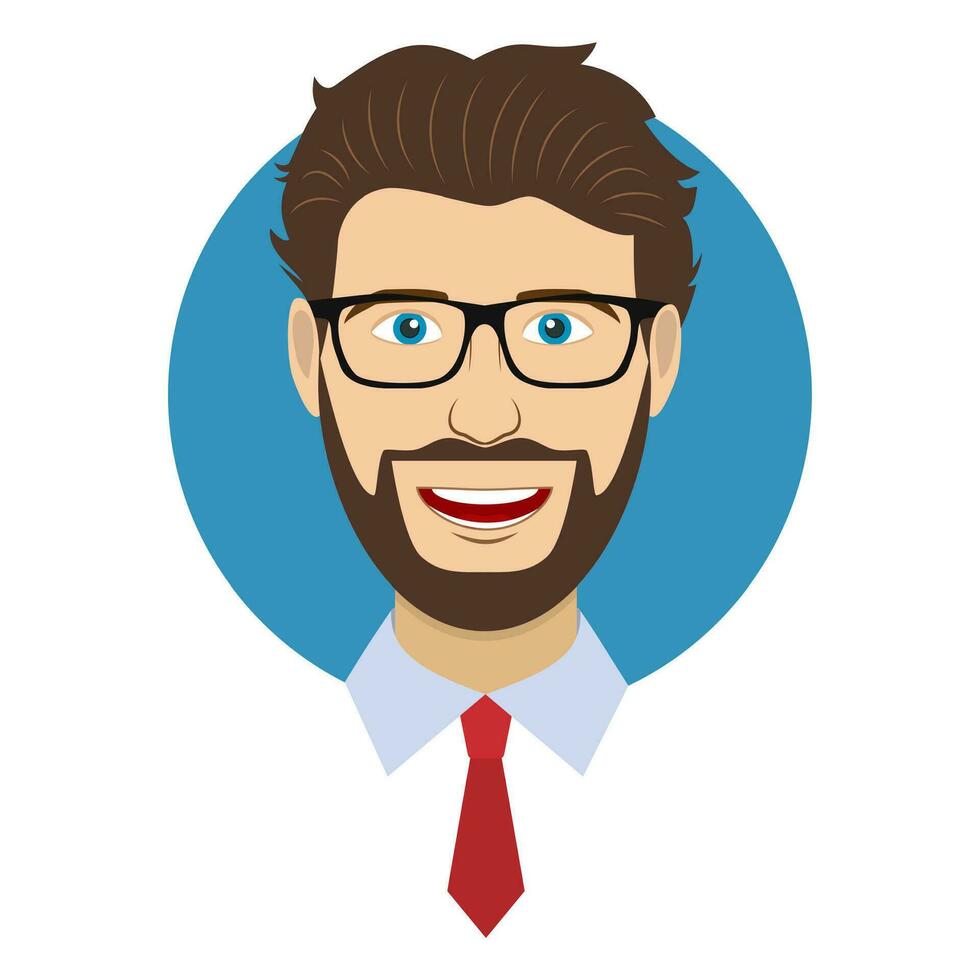 Man character face avatar in glasses. vector