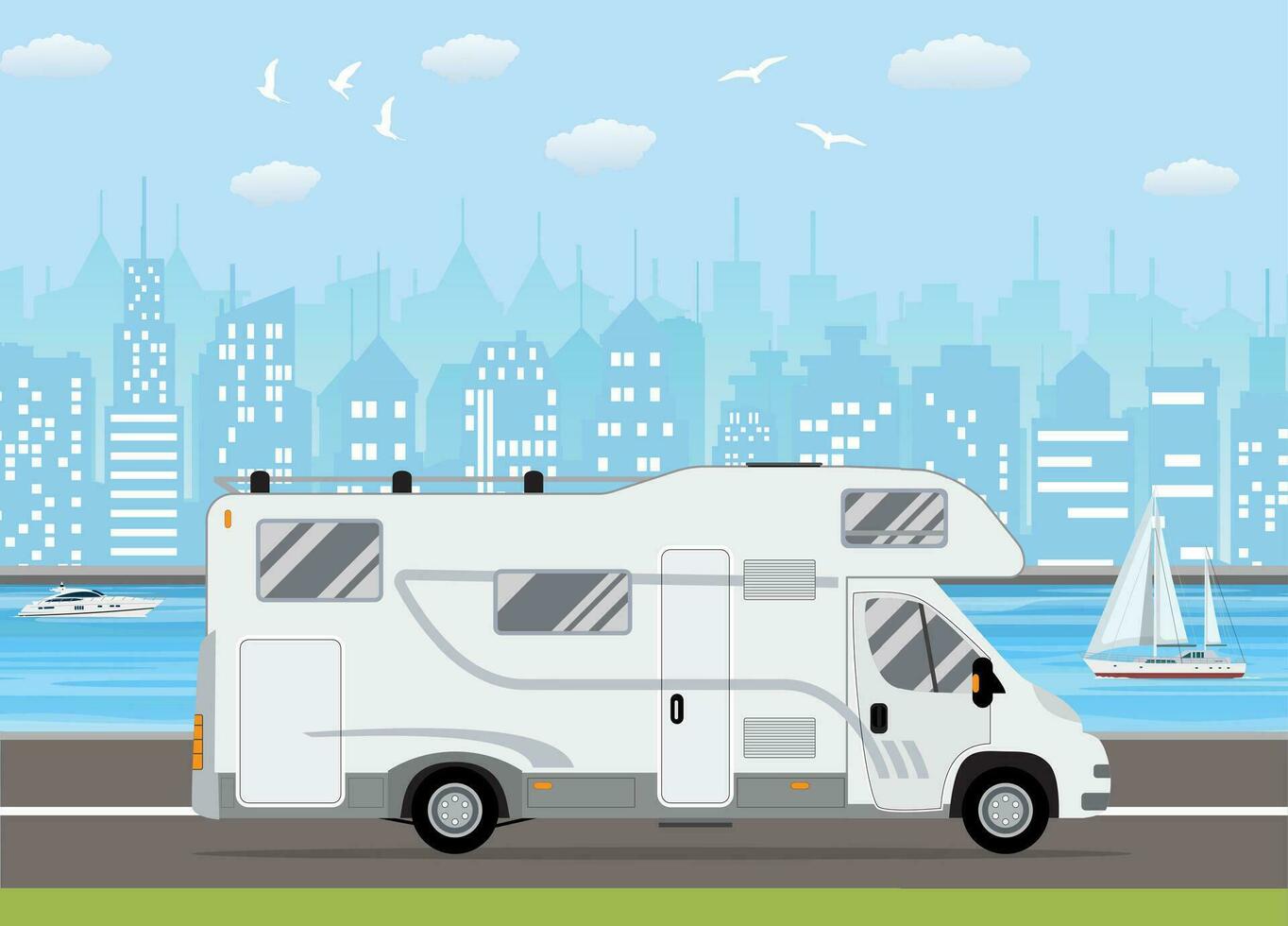 Family traveler truck vector