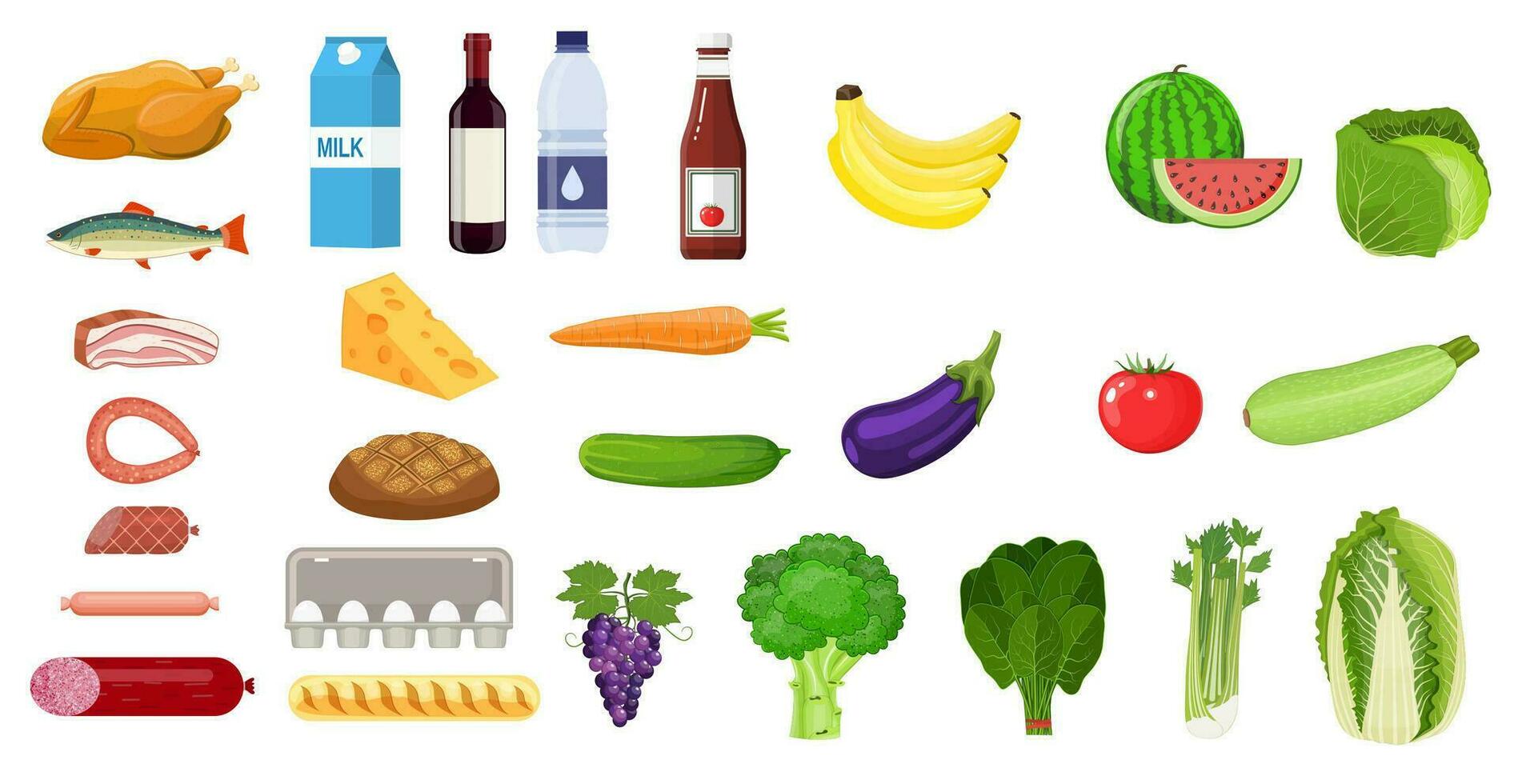 Grocery set icon vector