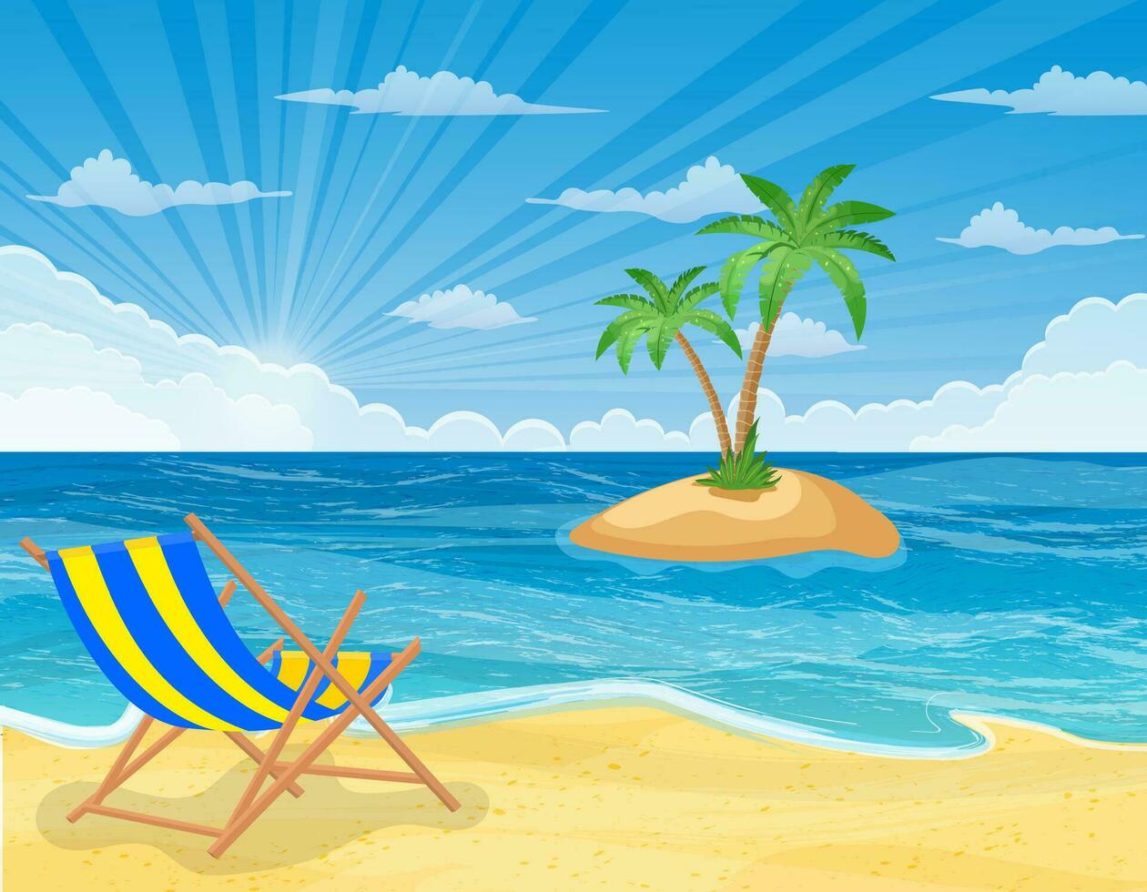 Summer beach with a sun, vector