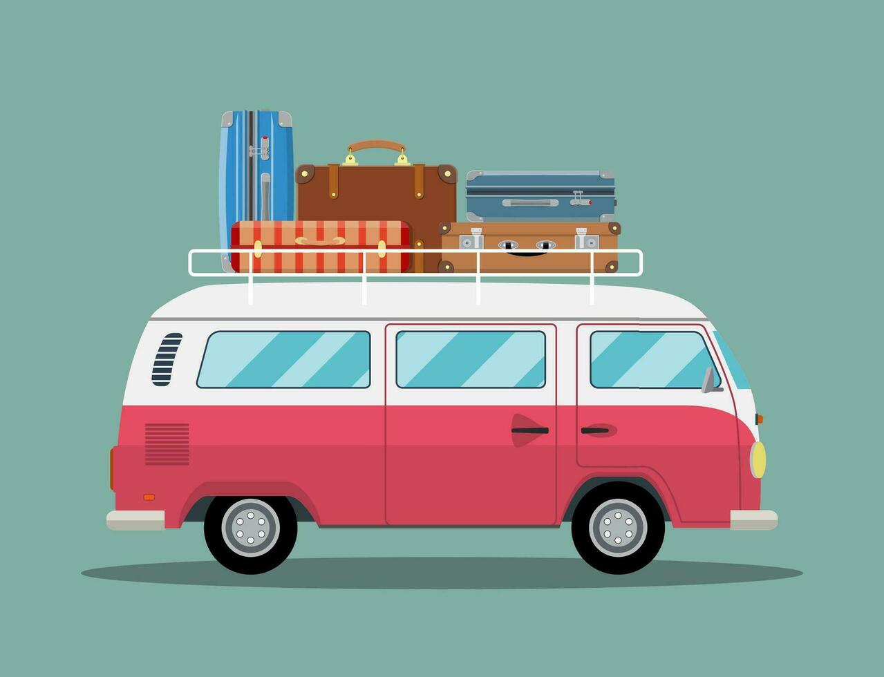 retro viaje camioneta vector