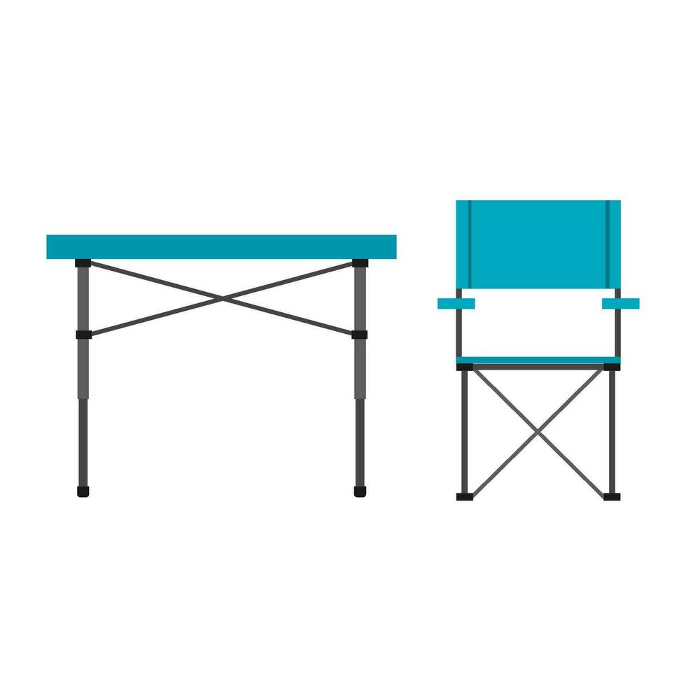 Camping table and chair vector