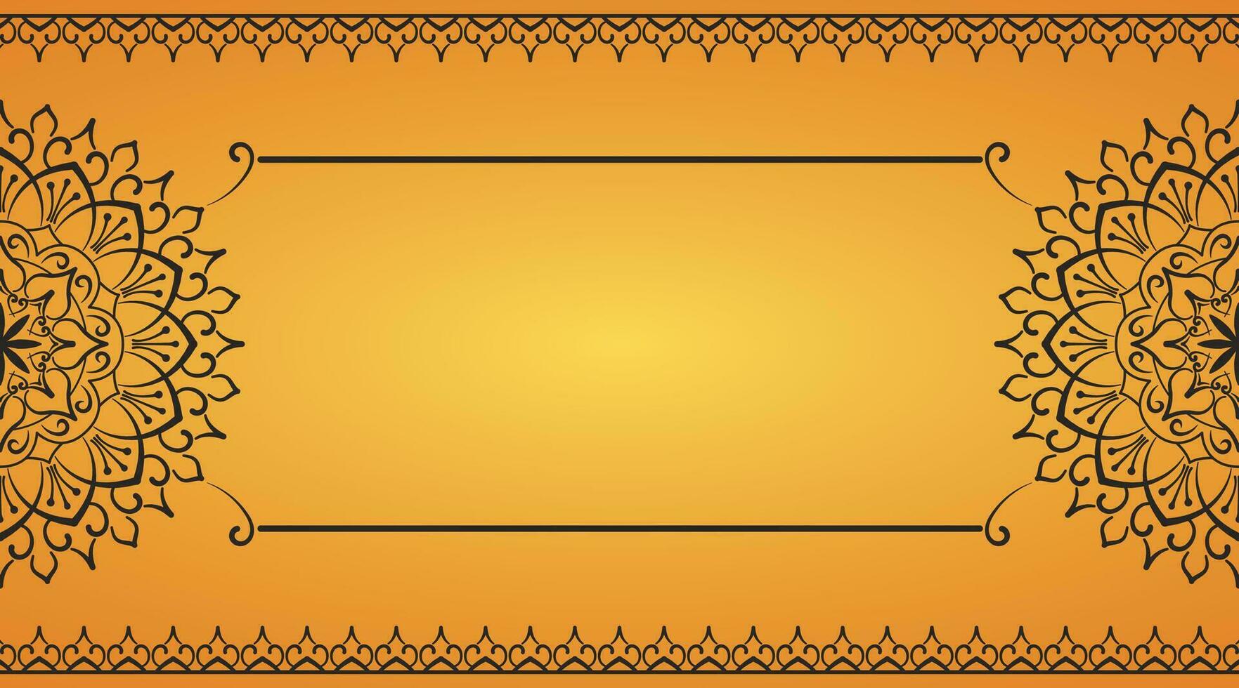 yellow background, with ornamental mandala vector
