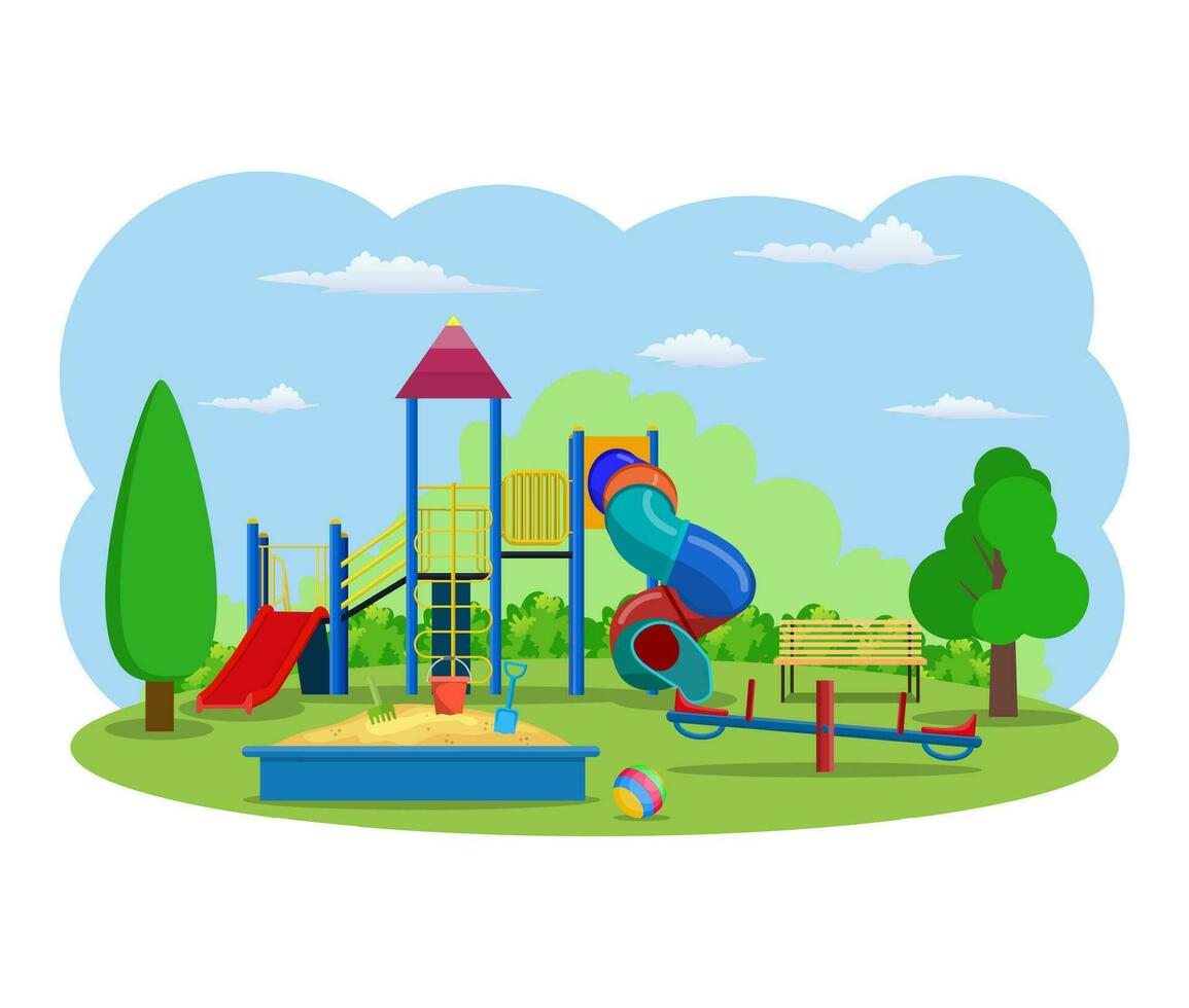 Kids playground. Buildings for city construction. vector