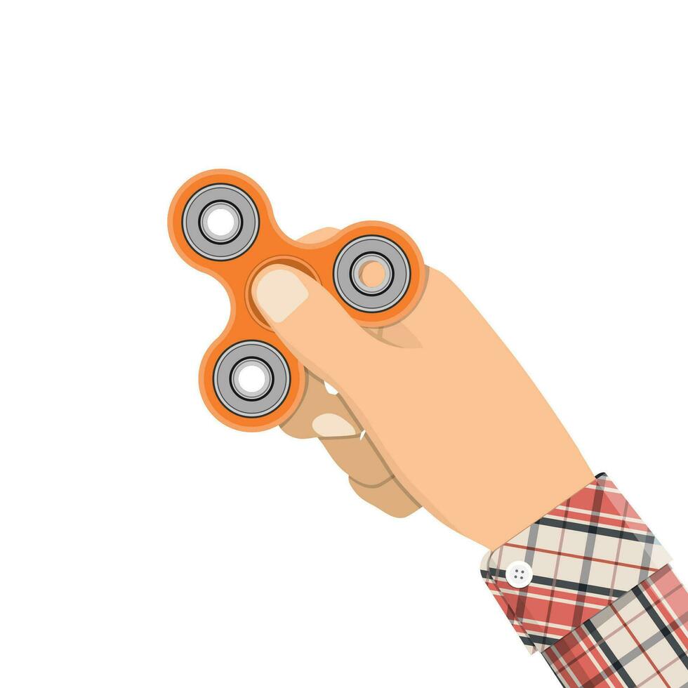 Hand holding spinner. vector