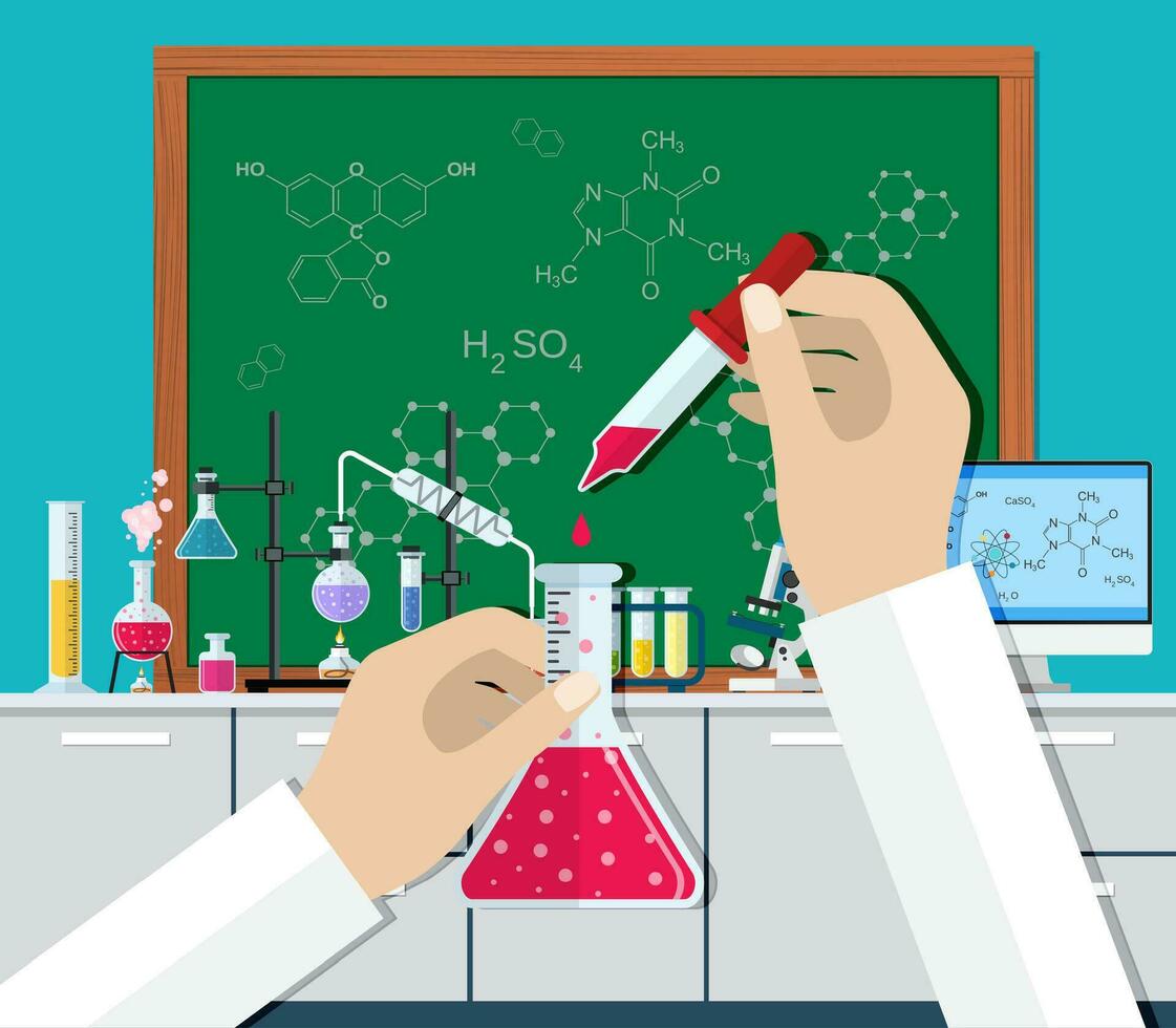 Science Experiment in laboratory. vector