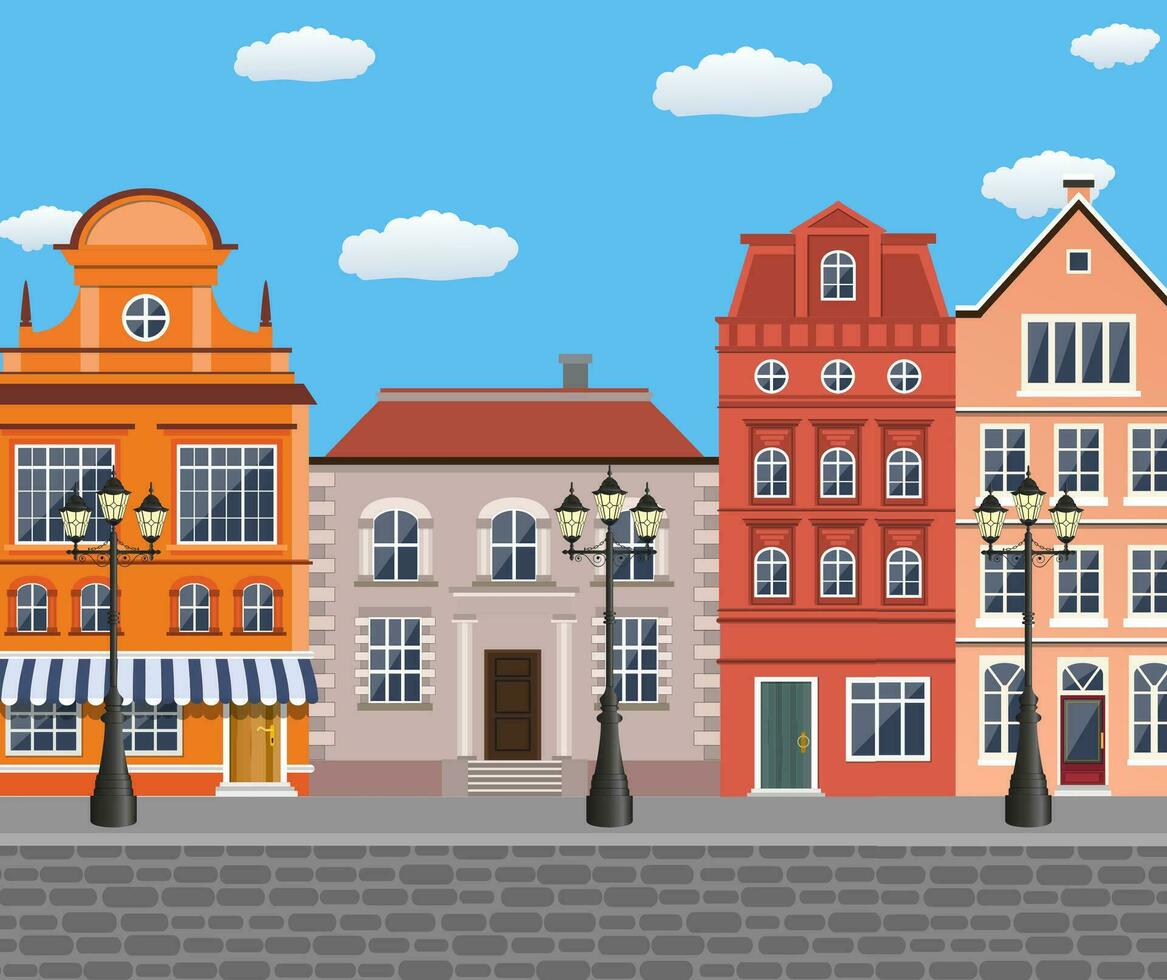 old town village main street vector