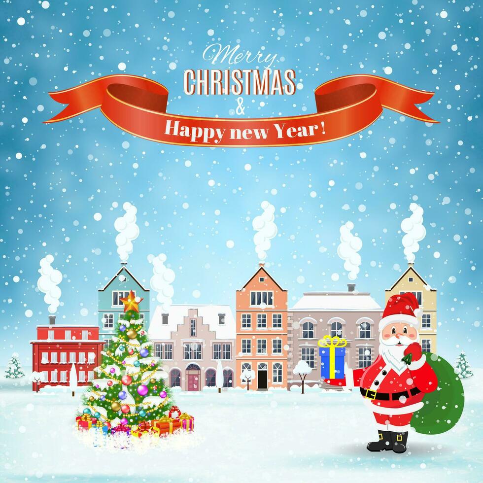 Christmas winter city street vector