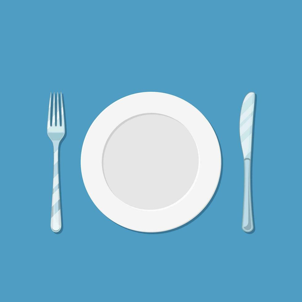 plate knife and fork vector