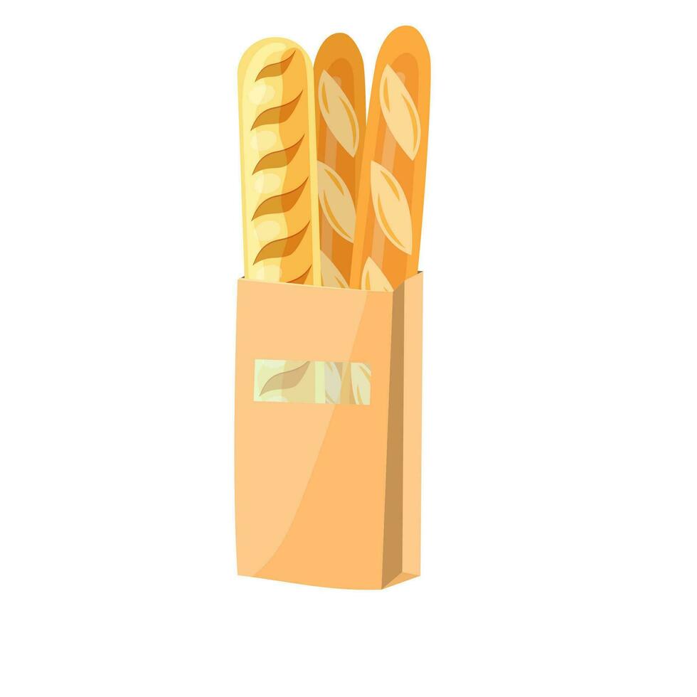 Bread in a paper bag. vector