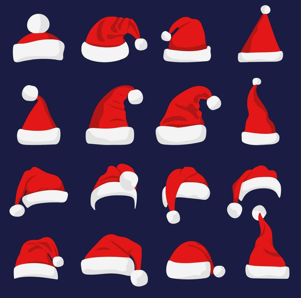 Santa Claus red hat silhouette. vector