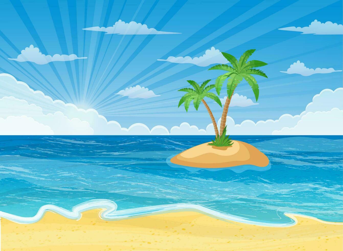 Summer beach with a sun, vector