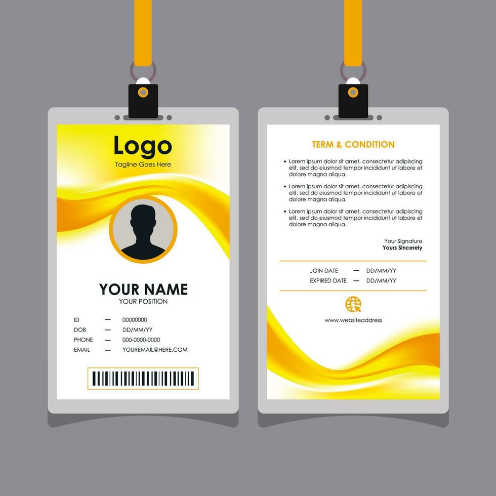 Fresh Yellow Wavy Id Card Design vector