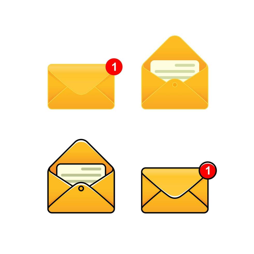 yellow envelope with notification new email message vector