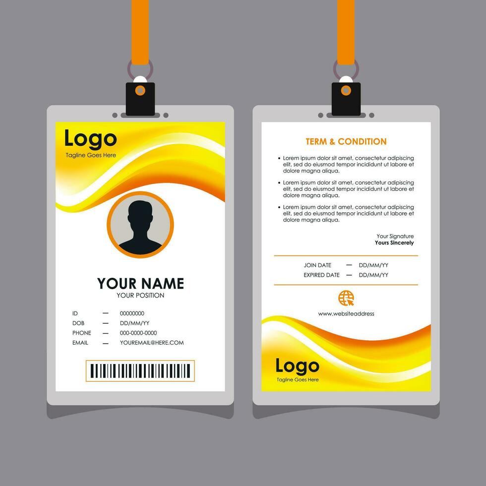 Yellow Orange Wavy Id Card Design vector