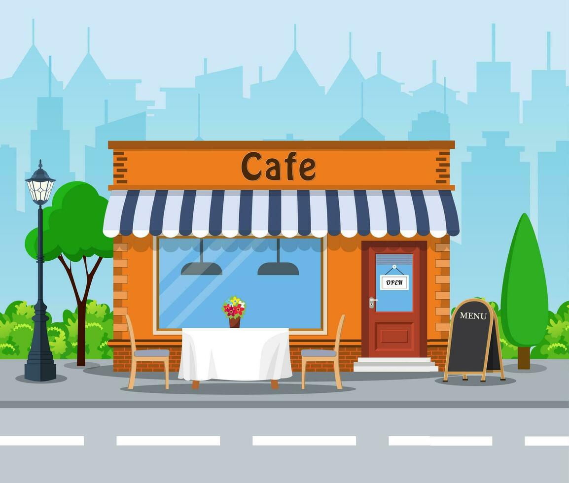 Cafe shop exterior. vector
