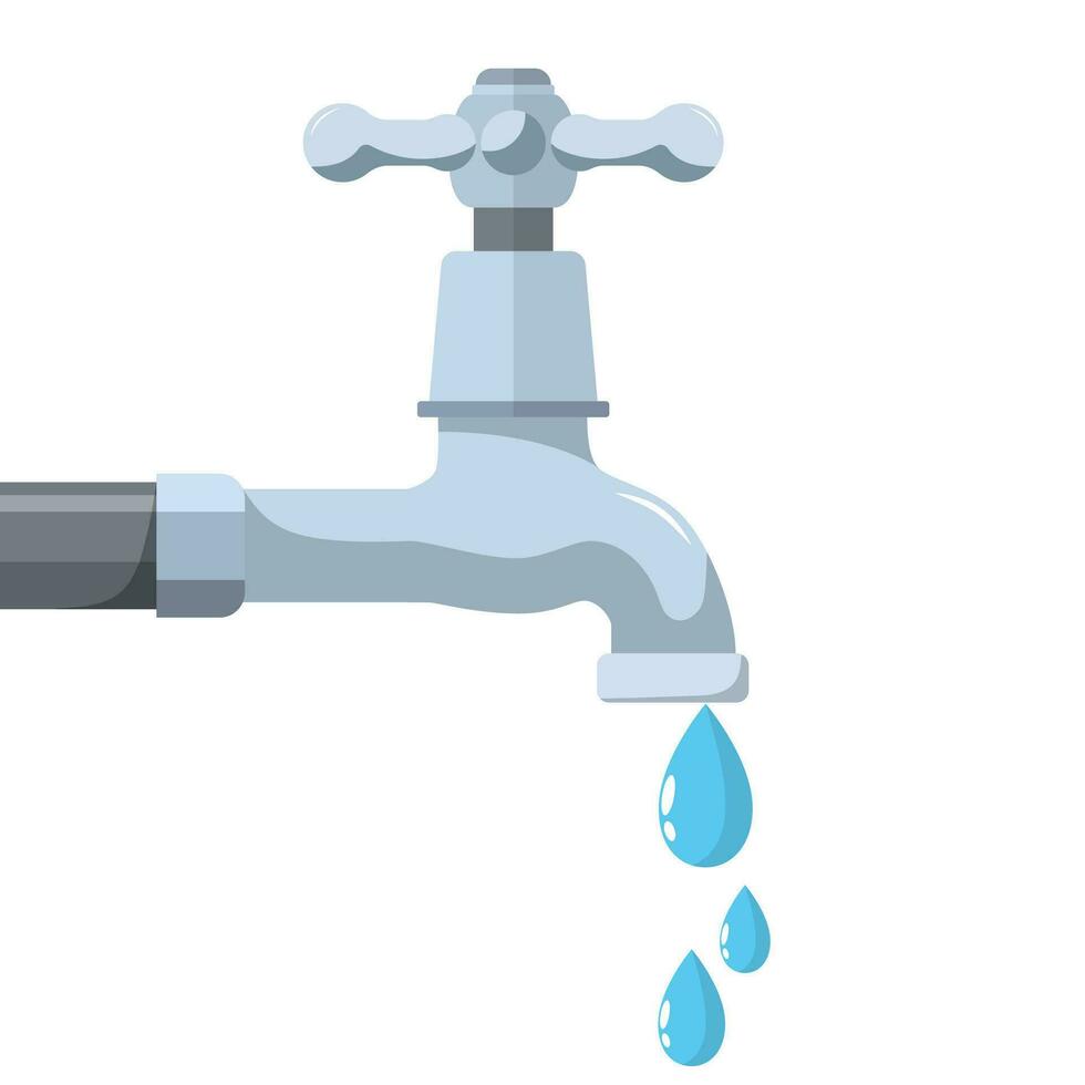 Water tap with falling drop vector