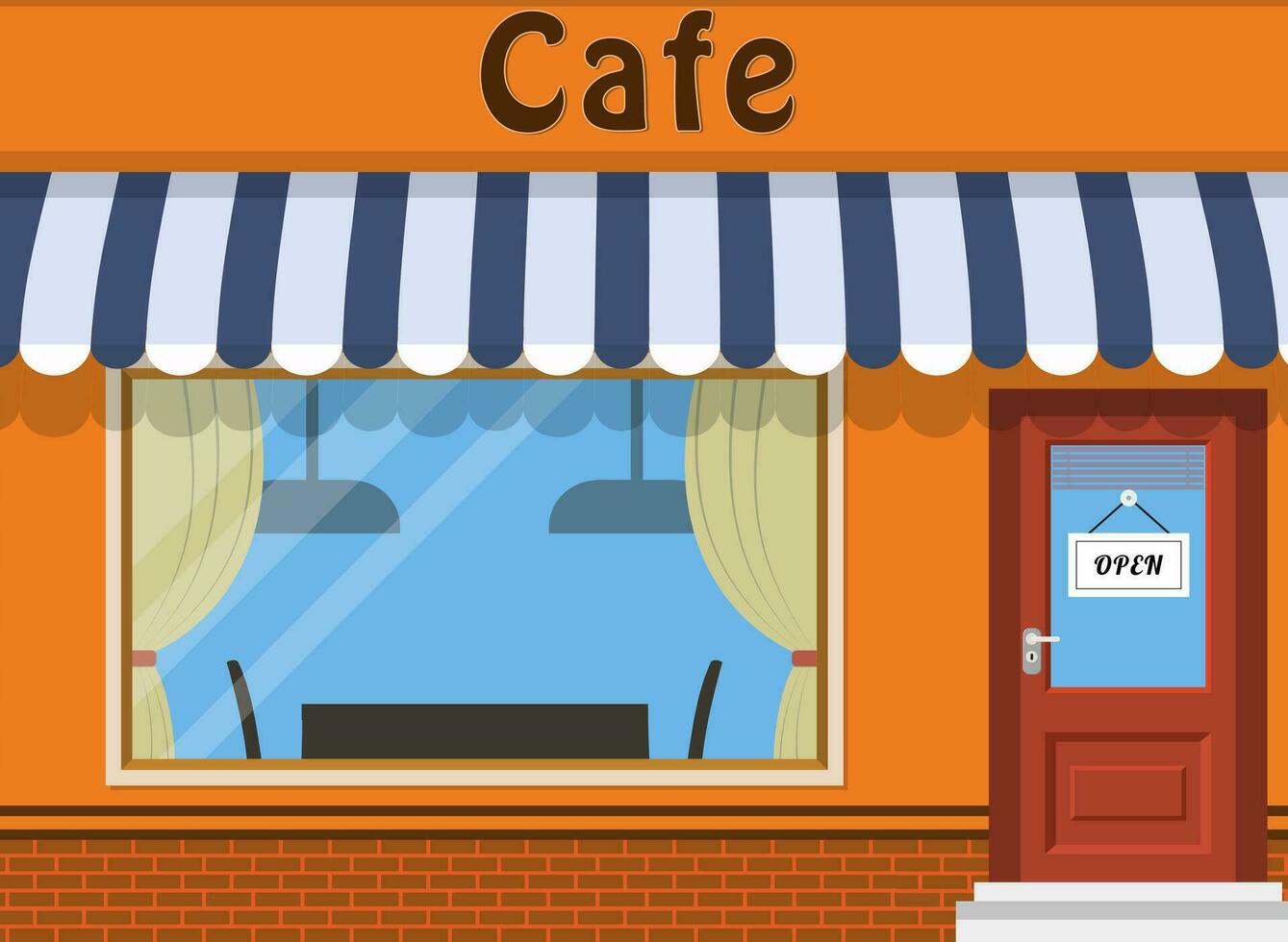 Cafe shop exterior. vector