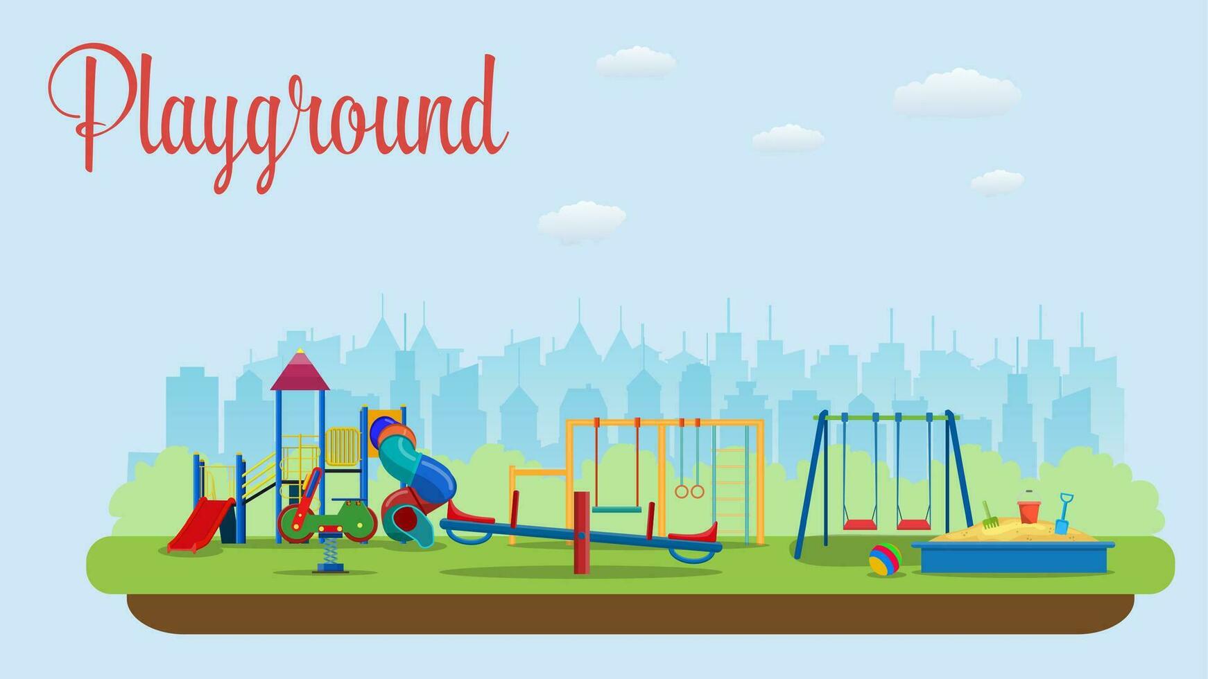 Kids playground. Buildings for city construction. vector