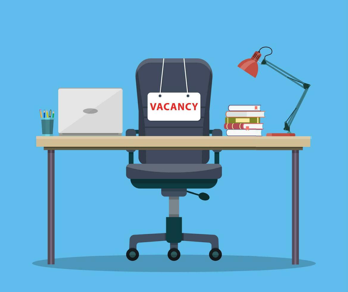 Office workplace with vacancy sign vector