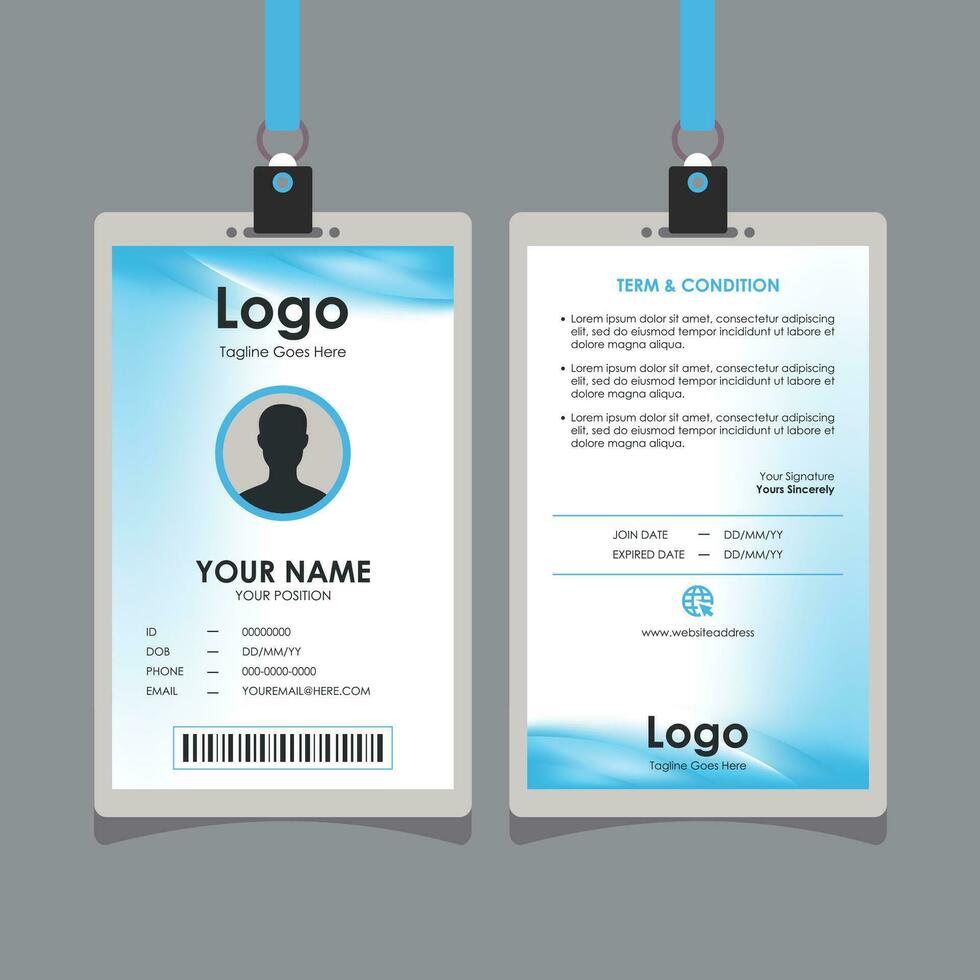 Abstract Smooth Blue Id Card Design vector