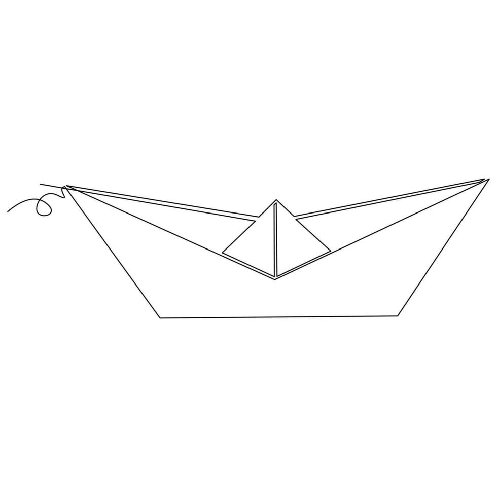 continuous paper boat single line outline vector art drawing and simple one line minimalist design