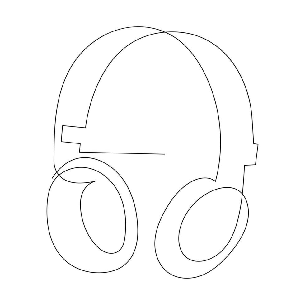 Headphone continuous single line outline vector art drawing and simple one line minimalist design