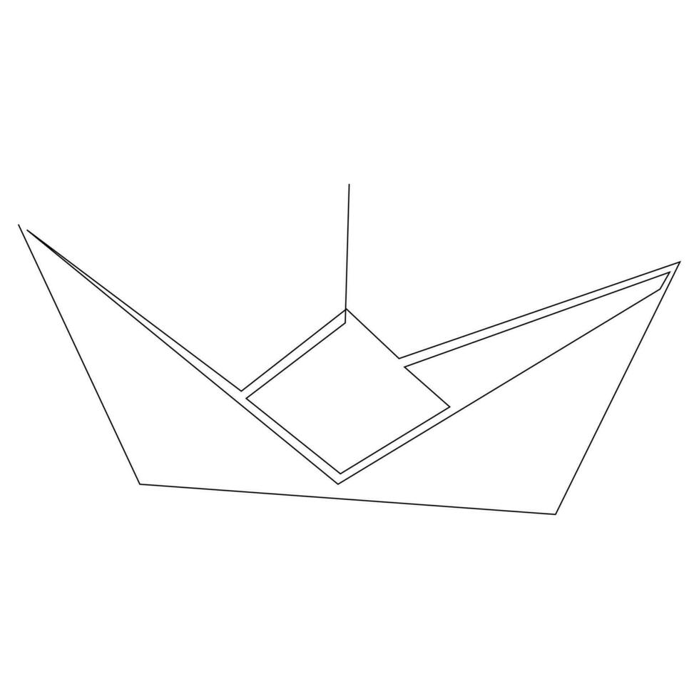 continuous paper boat single line outline vector art drawing and simple one line minimalist design