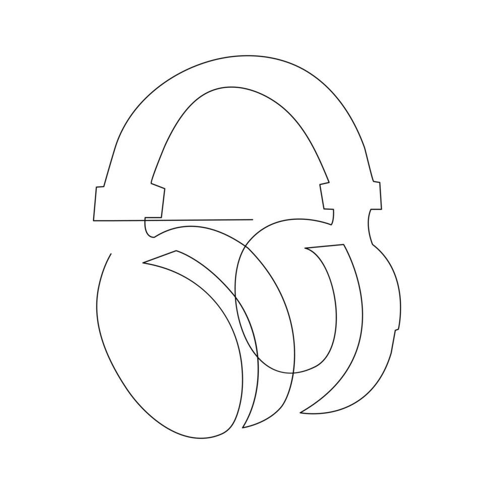 Headphone continuous single line outline vector art drawing and simple one line minimalist design