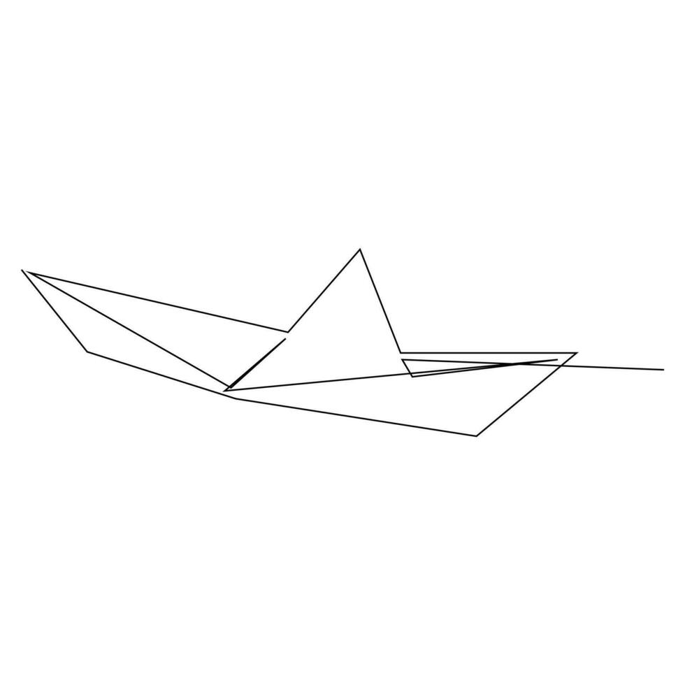 continuous paper boat single line outline vector art drawing and simple one line minimalist design