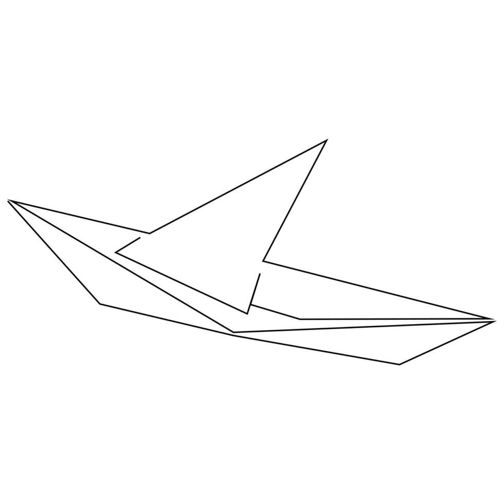 continuous paper boat single line outline vector art drawing and simple one line minimalist design