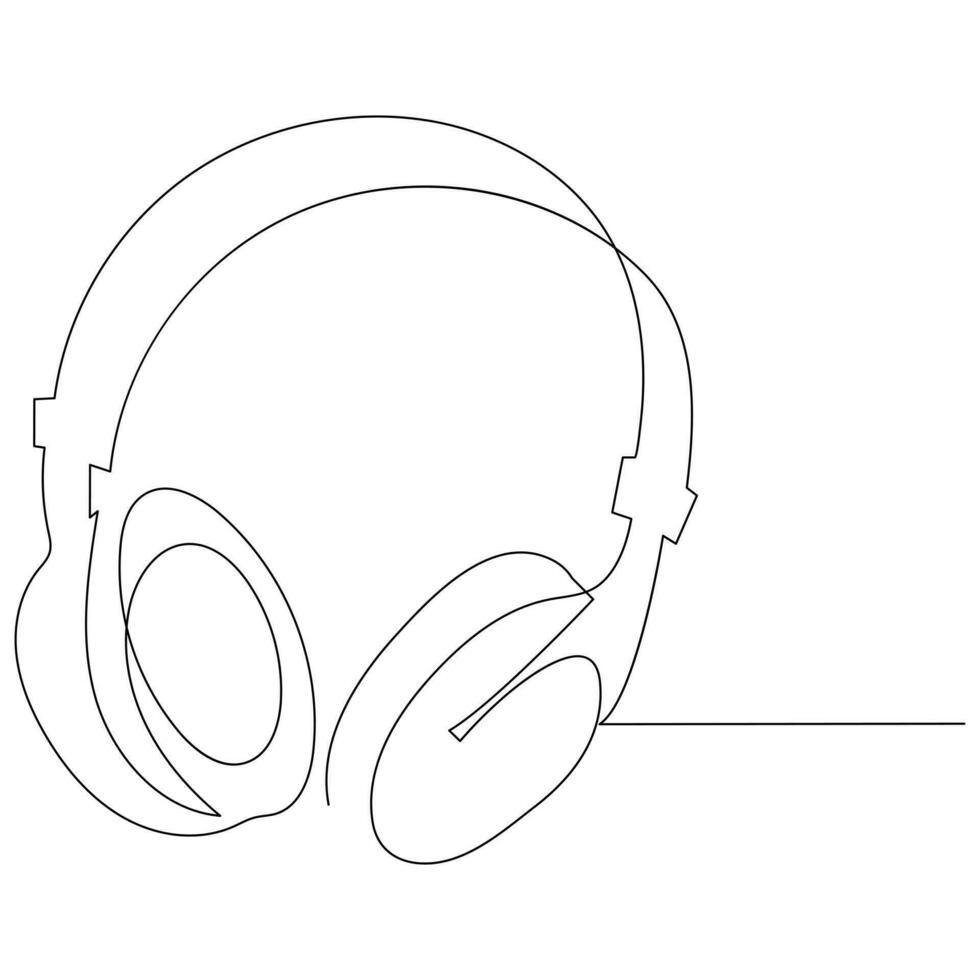 Headphone continuous single line outline vector art drawing and simple one line minimalist design