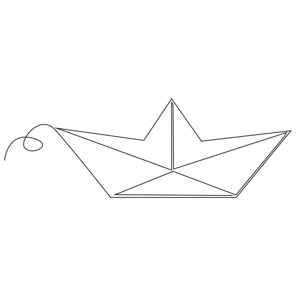 continuous paper boat single line outline vector art drawing and simple one line minimalist design
