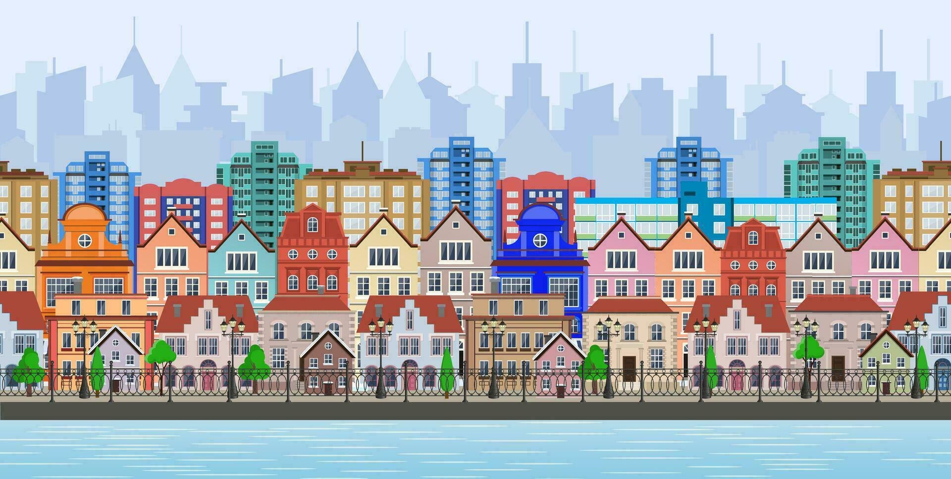 Small town street vector