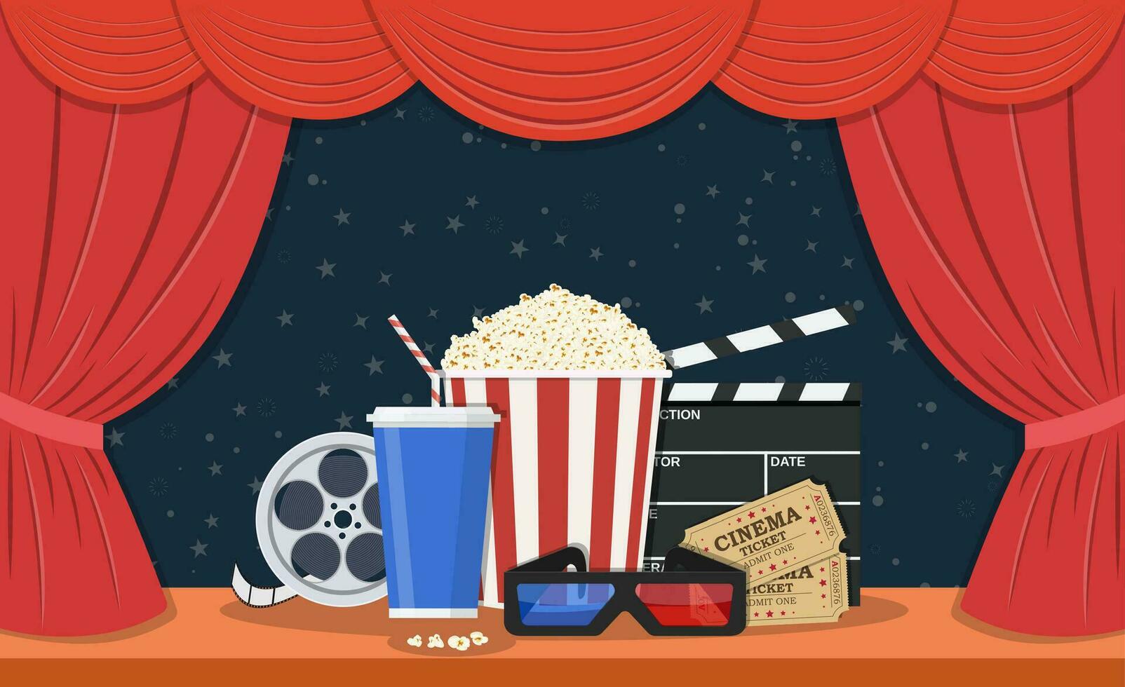 Retro movie set. vector