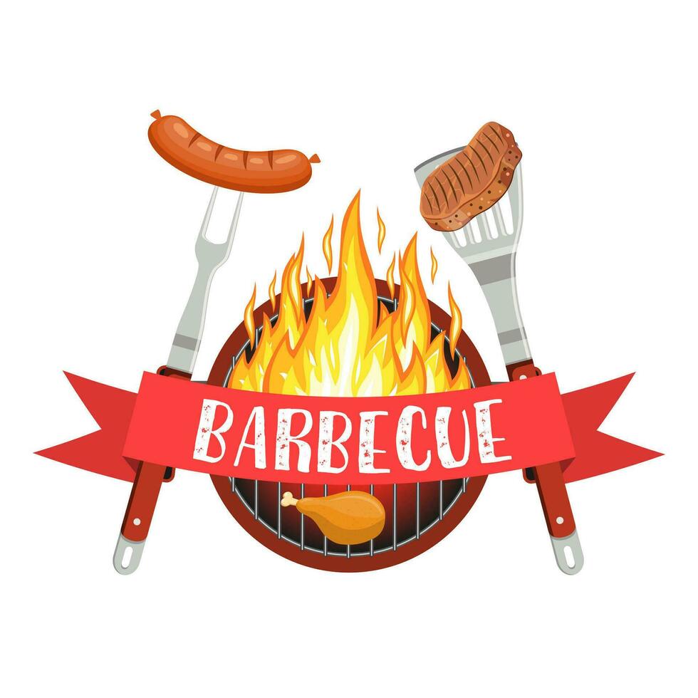 logotipo de fiesta de barbacoa vector