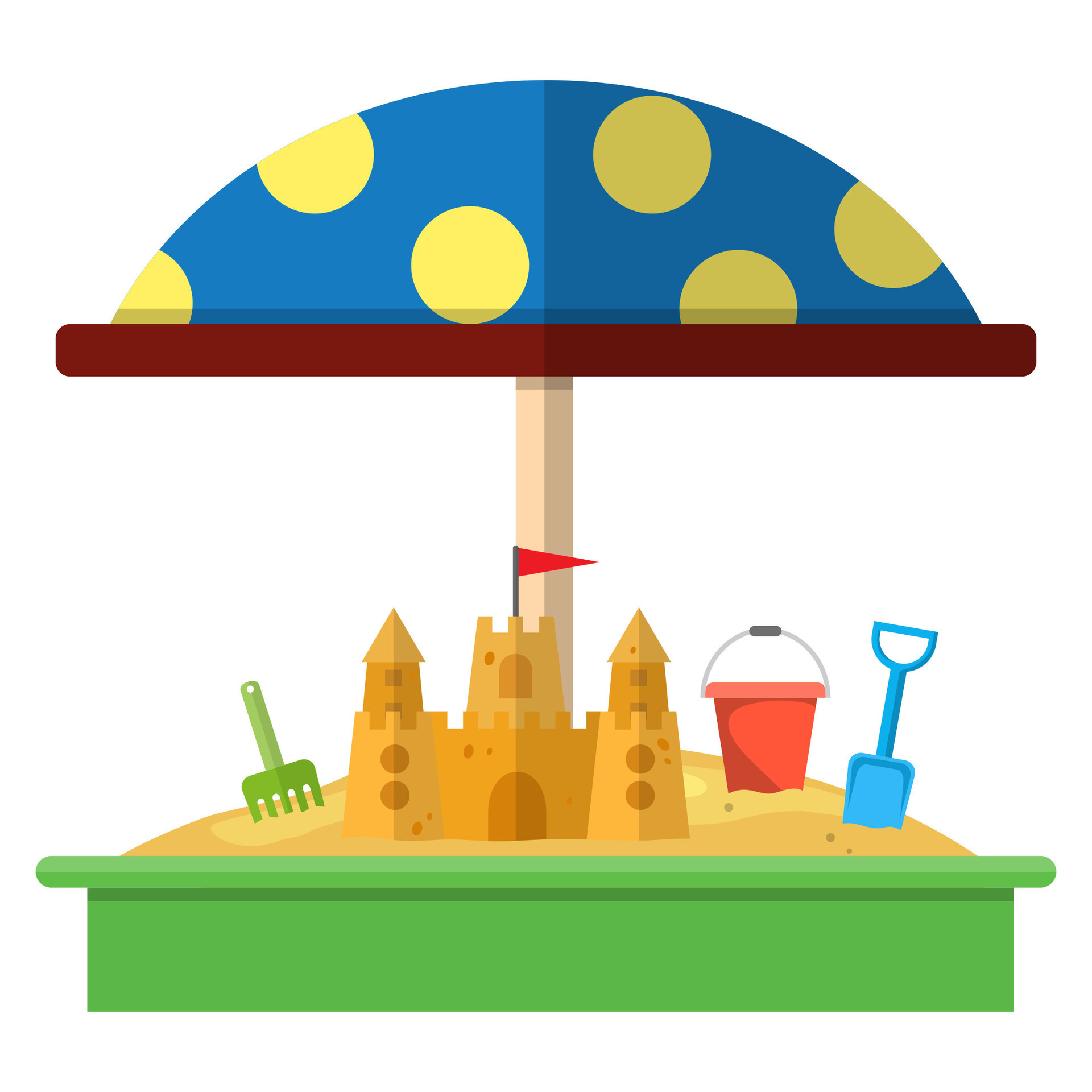 Sandbox with red dotted umbrella icon 35952664 Vector Art at Vecteezy