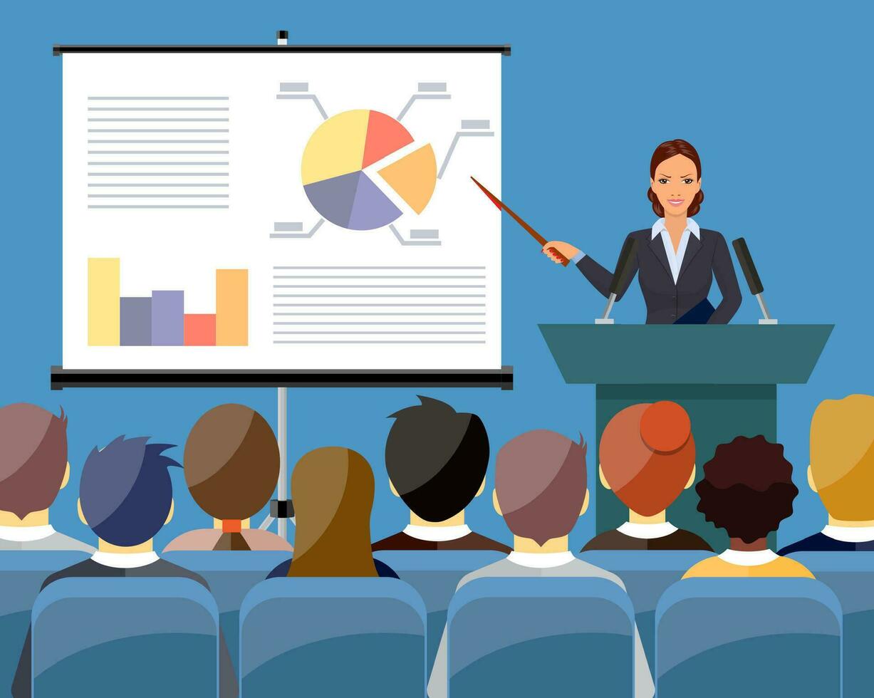 Businesswoman making presentation vector