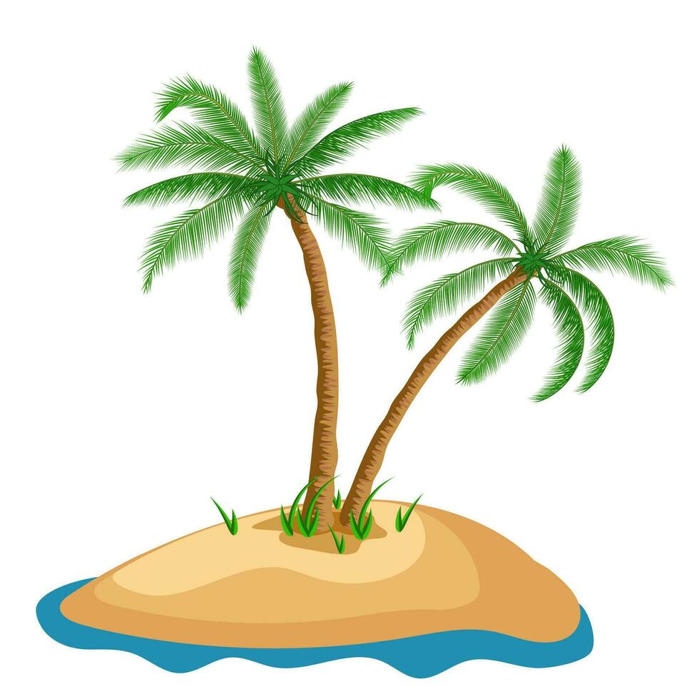 palm tree in island on isolated background vector