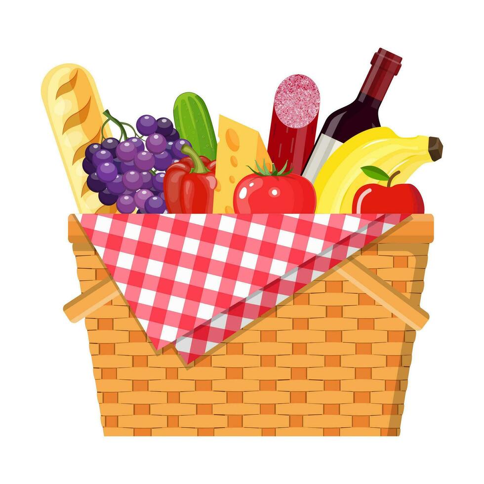 WIcker picnic basket vector